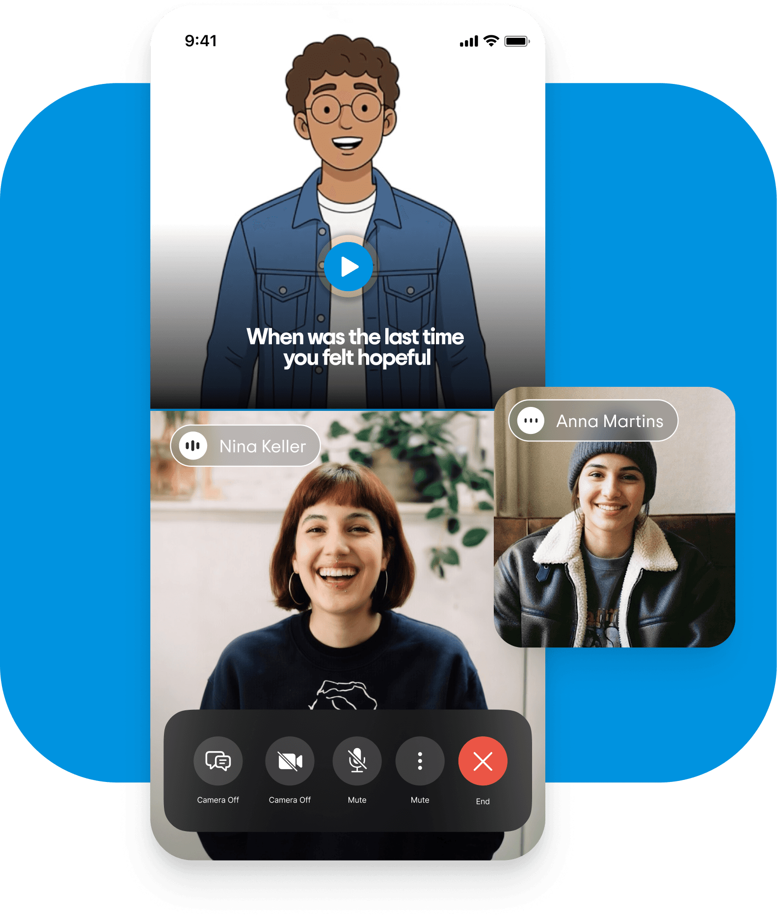 App screen showing guided wellness sessions